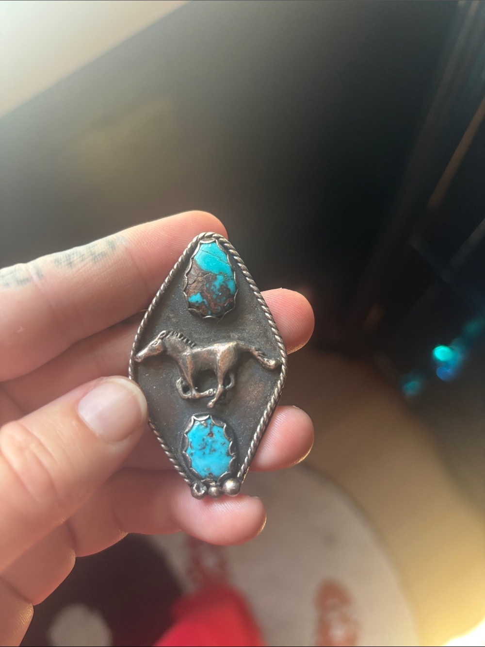 Cobracult handmade Mustang and turquoise silver ring - Picture 4 of 4